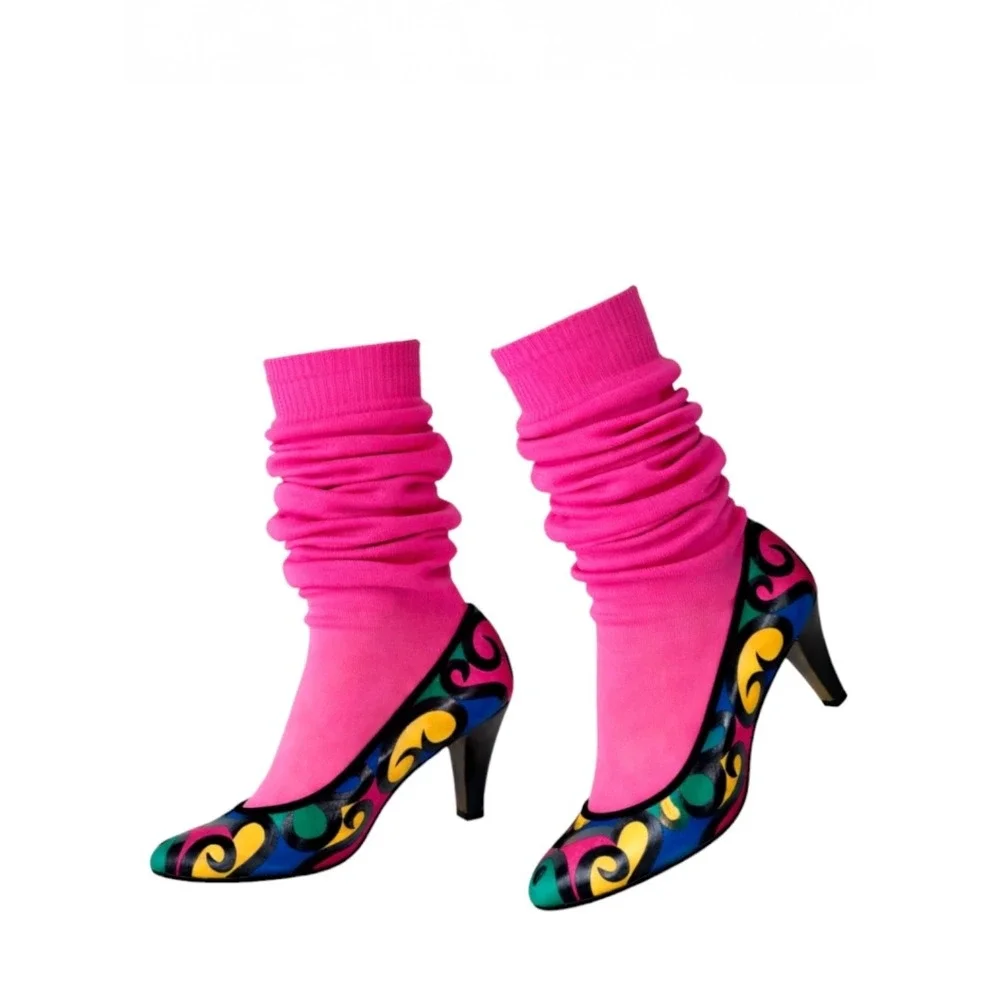 Andrea Pfister Neiman Marcus Vintage Pumps Multi Color Swirl Leather Heels 7.5 - Picture 7 of 7